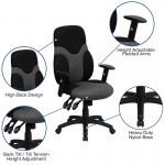 High Back Ergonomic Black and Gray Mesh Swivel Task Office Chair with Adjustable Arms