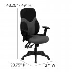 High Back Ergonomic Black and Gray Mesh Swivel Task Office Chair with Adjustable Arms