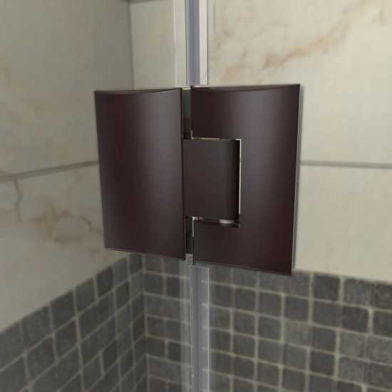 Unidoor-X 46 in. W x 34 3/8 in. D x 72 in. H Frameless Hinged Shower Enclosure in Oil Rubbed Bronze