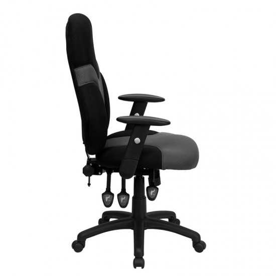 High Back Ergonomic Black and Gray Mesh Swivel Task Office Chair with Adjustable Arms