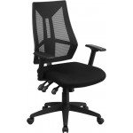 High Back Black Mesh Multifunction Swivel Ergonomic Task Office Chair with Adjustable Arms