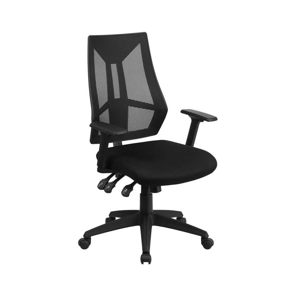 High Back Black Mesh Multifunction Swivel Ergonomic Task Office Chair with Adjustable Arms