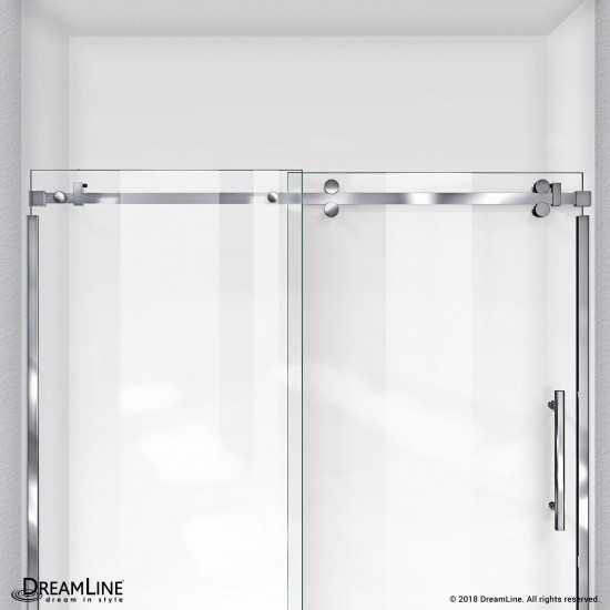 Enigma Sky 56-60 in. W x 62 in. H Frameless Sliding Tub Door in Polished Stainless Steel