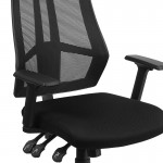 High Back Black Mesh Multifunction Swivel Ergonomic Task Office Chair with Adjustable Arms