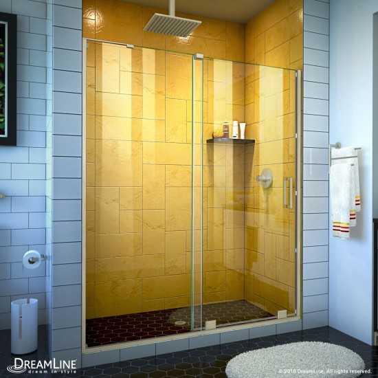 Mirage-Z 56-60 in. W x 72 in. H Frameless Sliding Shower Door in Brushed Nickel