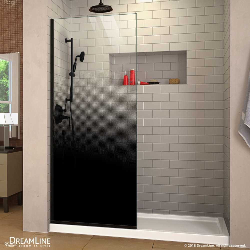 Linea Ombre 34 in. W x 72 in. H Single Panel Frameless Shower Screen in Satin Black