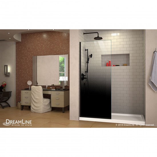 Linea Ombre 34 in. W x 72 in. H Single Panel Frameless Shower Screen in Satin Black