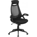 High Back Black Mesh Executive Swivel Office Chair with Flip-Up Arms
