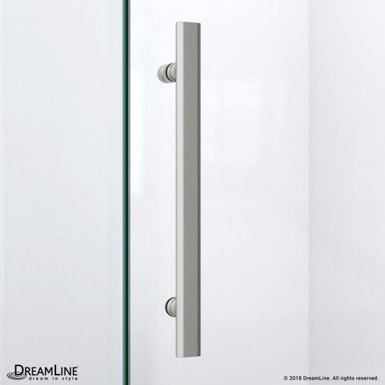 Quatra Plus 34 in. D x 46 in. W x 72 in. H Frameless Hinged Shower Enclosure in Brushed Nickel