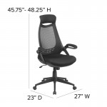 High Back Black Mesh Executive Swivel Office Chair with Flip-Up Arms