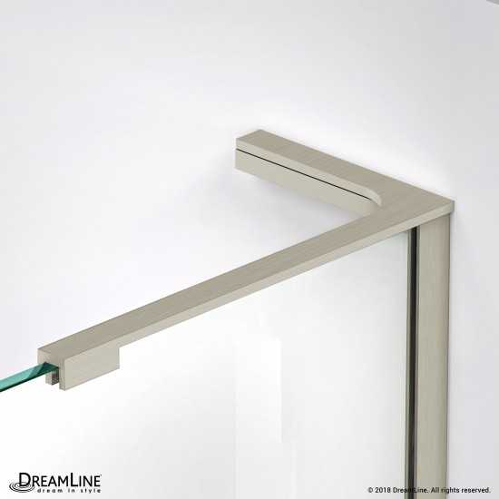Quatra Plus 34 in. D x 58 in. W x 72 in. H Frameless Hinged Shower Enclosure in Brushed Nickel