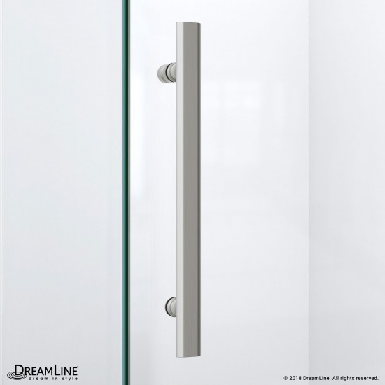Quatra Plus 34 in. D x 58 in. W x 72 in. H Frameless Hinged Shower Enclosure in Brushed Nickel