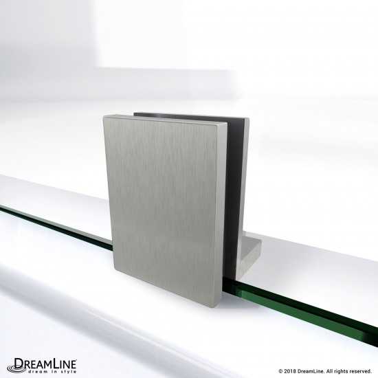 Quatra Plus 34 in. D x 58 in. W x 72 in. H Frameless Hinged Shower Enclosure in Brushed Nickel