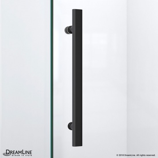 Quatra Plus 34 in. D x 58 in. W x 72 in. H Frameless Hinged Shower Enclosure in Satin Black