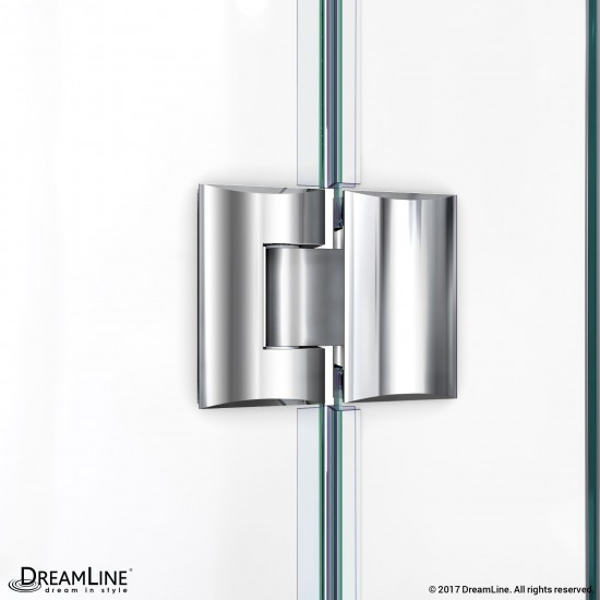 Quatra Plus 32 in. D x 46 in. W x 72 in. H Frameless Hinged Shower Enclosure in Chrome
