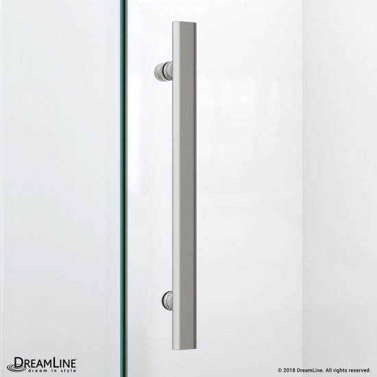 Quatra Plus 32 in. D x 46 in. W x 72 in. H Frameless Hinged Shower Enclosure in Brushed Nickel