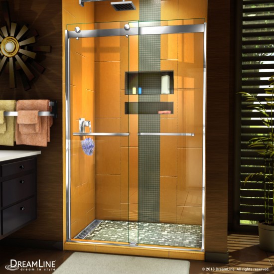 Sapphire 44-48 in. W x 76 in. H Semi-Frameless Bypass Shower Door in Chrome