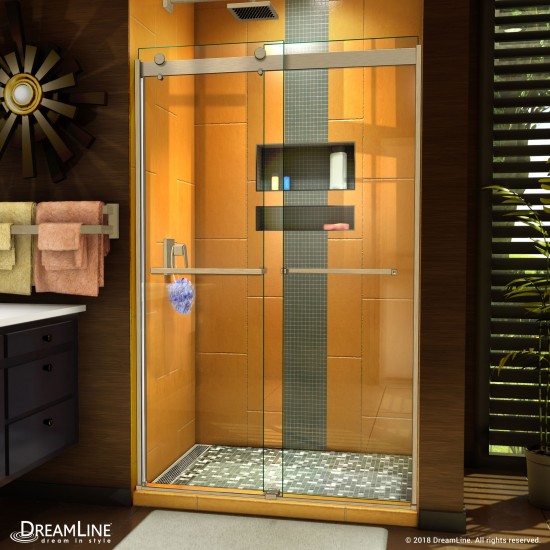 Sapphire 44-48 in. W x 76 in. H Semi-Frameless Bypass Shower Door in Brushed Nickel