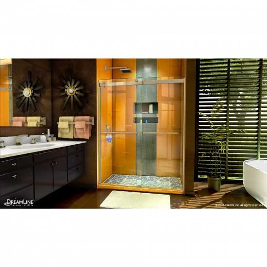 Sapphire 56-60 in. W x 76 in. H Semi-Frameless Bypass Shower Door in Brushed Nickel