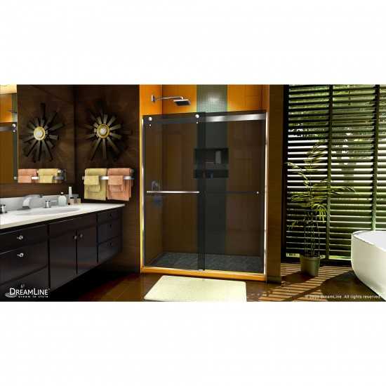 Sapphire 56-60 in. W x 76 in. H Semi-Frameless Bypass Shower Door in Chrome and Gray Glass