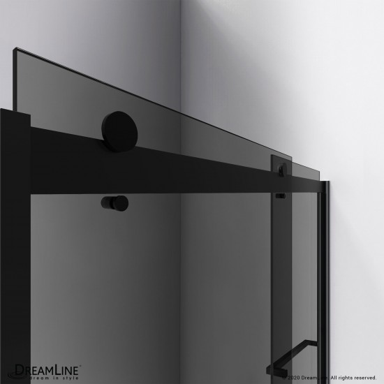 Sapphire 56-60 in. W x 76 in. H Semi-Frameless Bypass Shower Door in Satin Black and Gray Glass