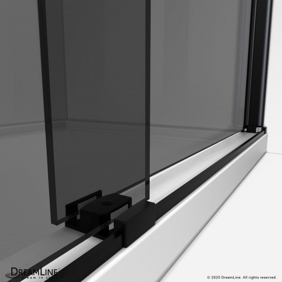 Sapphire 44-48 in. W x 76 in. H Semi-Frameless Bypass Shower Door in Satin Black and Gray Glass