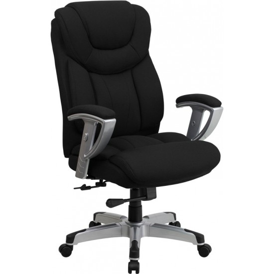 Big & Tall 400 lb. Rated Black Fabric Executive Ergonomic Office Chair with Silver Adjustable Arms