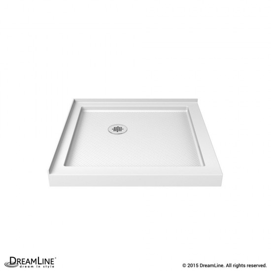 36 in. D x 36 in. W x 76 3/4 in. H SlimLine Double Threshold Corner Drain Base and Acrylic Backwall Kit in White