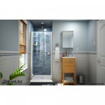 Lumen 32 in. D x 42 in. W by 74 3/4 in. H Hinged Shower Door in Brushed Nickel with White Acrylic Base Kit