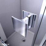 Lumen 34 in. D x 42 in. W by 74 3/4 in. H Hinged Shower Door in Chrome with Black Acrylic Base Kit