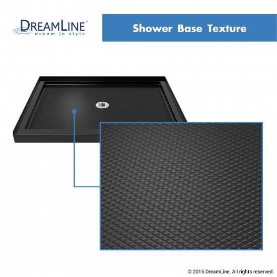 Lumen 34 in. D x 42 in. W by 74 3/4 in. H Hinged Shower Door in Chrome with Black Acrylic Base Kit