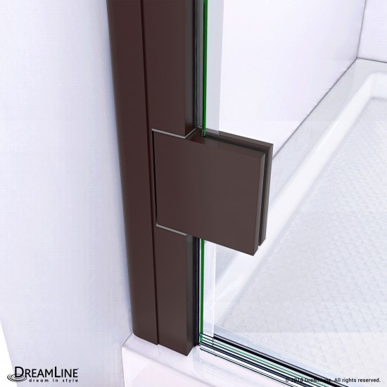 Lumen 34 in. D x 42 in. W by 74 3/4 in. H Hinged Shower Door in Oil Rubbed Bronze with Black Acrylic Base Kit