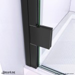 Lumen 34 in. D x 42 in. W by 74 3/4 in. H Hinged Shower Door in Satin Black with Black Acrylic Base Kit