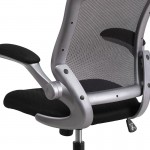 Mid-Back Black Mesh Swivel Ergonomic Task Office Chair with Gray Frame and Flip-Up Arms