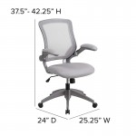 Mid-Back Gray Mesh Swivel Ergonomic Task Office Chair with Gray Frame and Flip-Up Arms