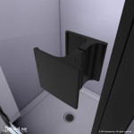 Lumen 36 in. D x 42 in. W by 74 3/4 in. H Hinged Shower Door in Satin Black with White Acrylic Base Kit