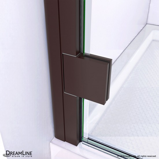 Lumen 36 in. D x 42 in. W by 74 3/4 in. H Hinged Shower Door in Oil Rubbed Bronze with Black Acrylic Base Kit