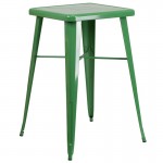 Commercial Grade 23.75" Square Green Metal Indoor-Outdoor Bar Height Table