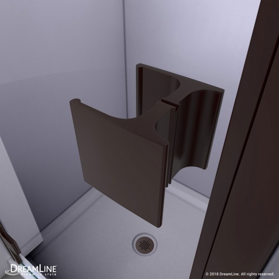 Lumen 42 in. D x 42 in. W by 74 3/4 in. H Hinged Shower Door in Oil Rubbed Bronze with Biscuit Acrylic Base Kit
