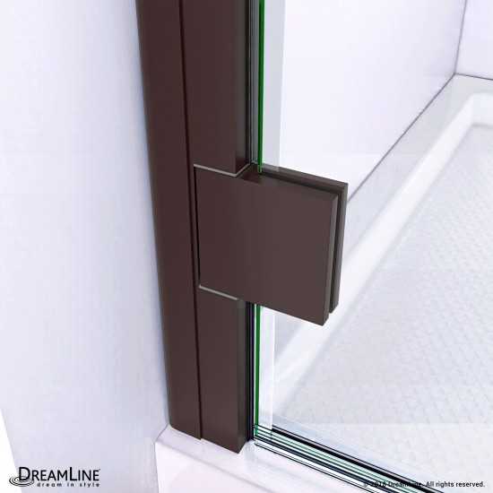 Lumen 42 in. D x 42 in. W by 74 3/4 in. H Hinged Shower Door in Oil Rubbed Bronze with Biscuit Acrylic Base Kit
