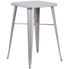Commercial Grade 23.75" Square Silver Metal Indoor-Outdoor Bar Height Table