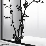 Linea Blossom 34 in. W x 72 in. H Single Panel Frameless Shower Door, Open Entry Design in Satin Black