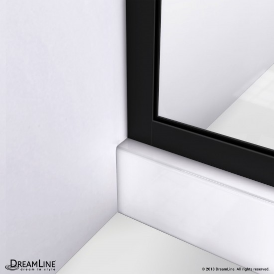 Linea Blossom 34 in. W x 72 in. H Single Panel Frameless Shower Door, Open Entry Design in Satin Black