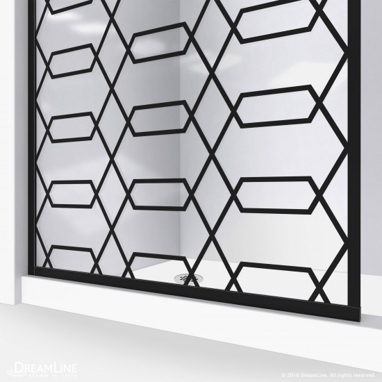 Linea Maze 34 in. W x 72 in. H Single Panel Frameless Shower Door, Open Entry Design in Satin Black