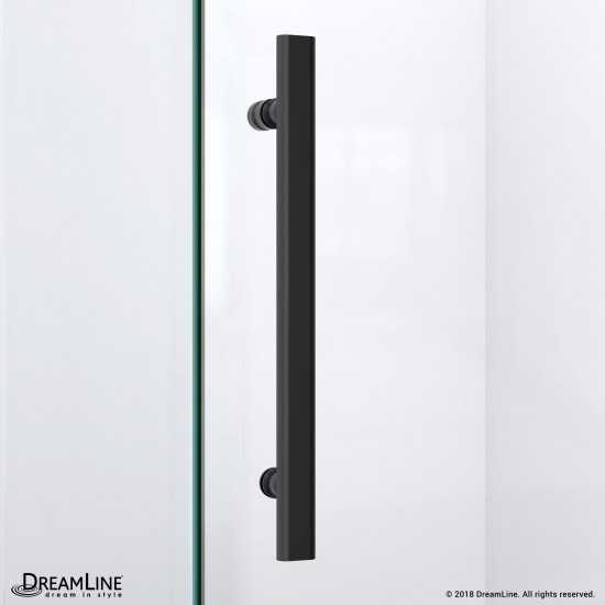 Prism Plus 40 in. x 72 in. Frameless Neo-Angle Hinged Shower Enclosure with Half Panel in Satin Black