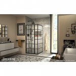 Unidoor Toulon 34 in. D x 34 in. W x 72 in. H Frameless Hinged Shower Enclosure in Satin Black