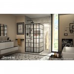 Unidoor Toulon 34 in. D x 40 in. W x 72 in. H Frameless Hinged Shower Enclosure in Satin Black