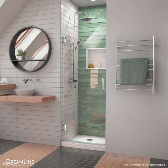 Unidoor-LS 30 in. W x 72 in. H Frameless Hinged Shower Door in Chrome