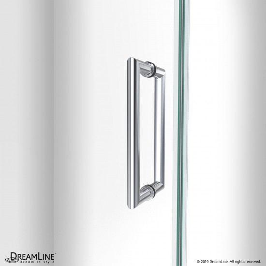 Unidoor-LS 29 in. W x 72 in. H Frameless Hinged Shower Door in Chrome