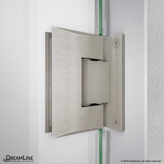 Unidoor-LS 29 in. W x 72 in. H Frameless Hinged Shower Door in Brushed Nickel